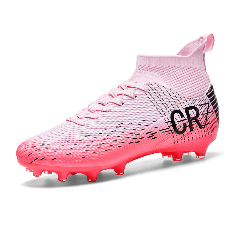 Street Style Soccer Cleats Men High Top Football Boots AG Grip Training Shoes