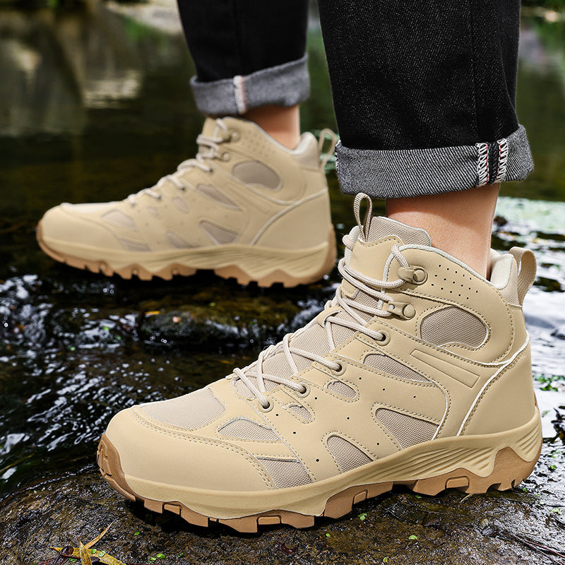 High Top Outdoor Sneakers Leather Mesh TPR Sole