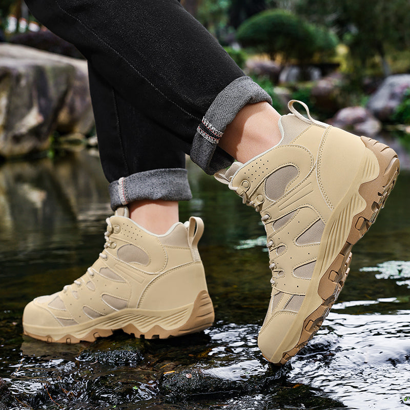 High Top Outdoor Sneakers Leather Mesh TPR Sole