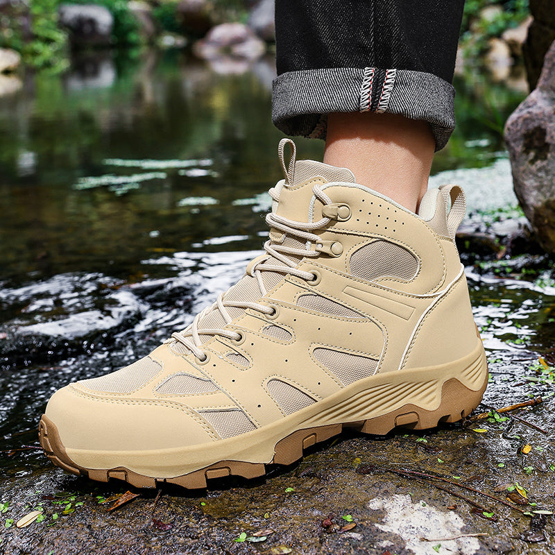 High Top Outdoor Sneakers Leather Mesh TPR Sole