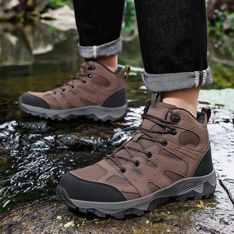 High Top Outdoor Sneakers Leather Mesh TPR Sole