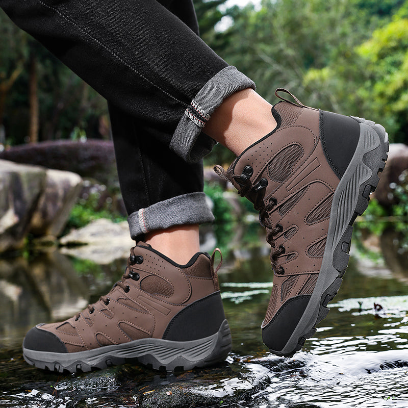 High Top Outdoor Sneakers Leather Mesh TPR Sole