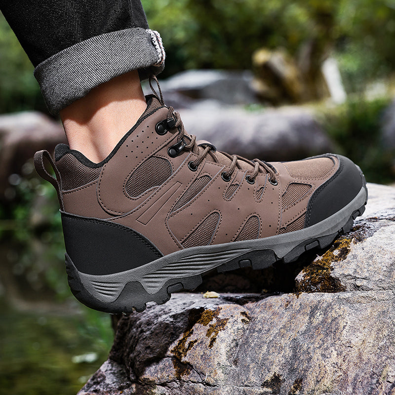 High Top Outdoor Sneakers Leather Mesh TPR Sole